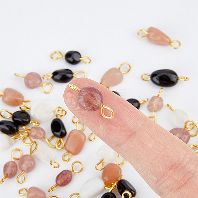 120Pcs 4 Styles Natural Mixed Gemstone Connector Charms FIND-DC0002-76-1