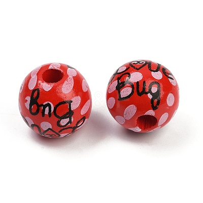 Painted Wood European Beads WOOD-F017-04E-1