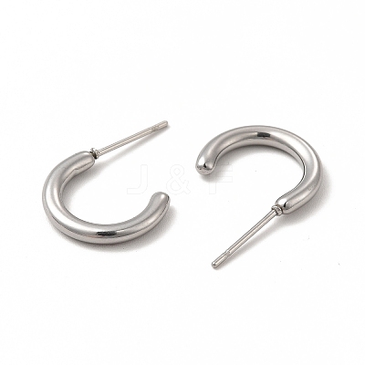 Non-Tarnish 304 Stainless Steel Ring Stud Earrings EJEW-C004-12C-P-1