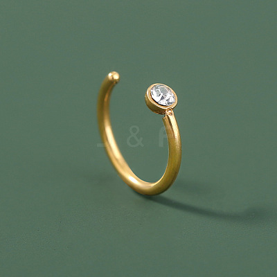 304 Stainless Steel Crystal Rhinestone Hoop Nose Rings WG032BD-08-1