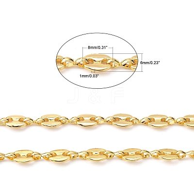 3.28 Feet Brass Coffee Bean Chains X-CHC-P0006-03G-NR-1