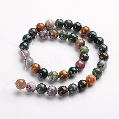 Round Natural Indian Agate Gemstone Bead Strands G-J333-07-10mm-1