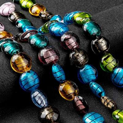Handmade Silver Foil Glass Beads Strands SL109-1