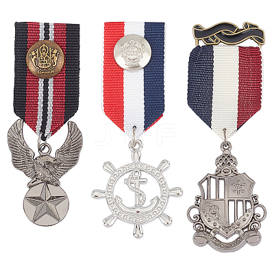 3Pcs 3 Style Alloy Pendant Lapel Pin JEWB-GA0001-04-1