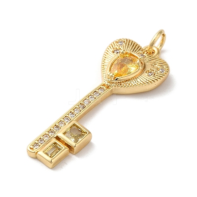 Rack Plating Brass Micro Pave Cubic Zirconia Pendants KK-U022-16C-02-1