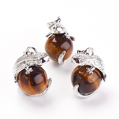 Natural Tiger Eye Pendants G-G713-I04-1