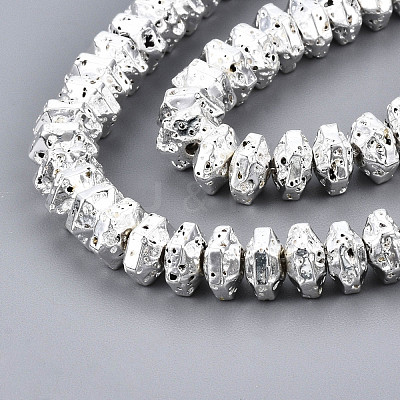 Electroplated Natural Lava Rock Beads Strands G-T114-66S-1