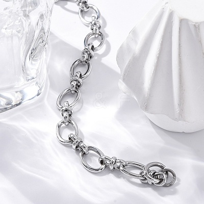 Tarnish Resistant 304 Stainless Steel Oval Link Chain Bracelets X-BJEW-Z011-12P-1