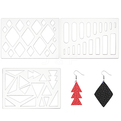 3Pcs 3 Styles Clear Acrylic Drawing Stencils AJEW-HY0001-77C-1