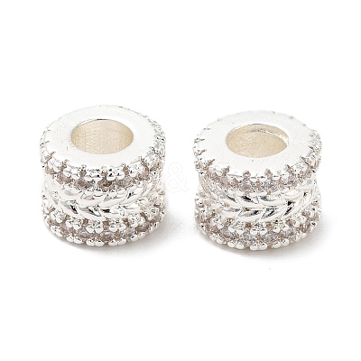 Rack Plating Brass Cubic Zirconia European Beads KK-R147-03S-1