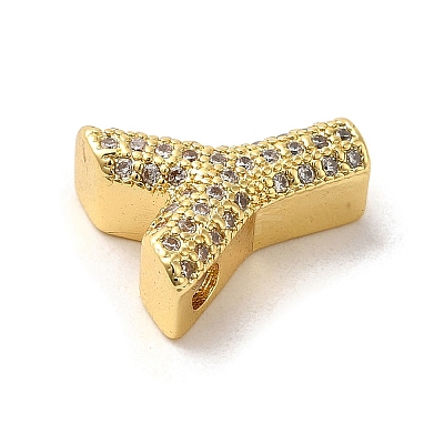 Brass Micro Pave Clear Cubic Zirconia Charms ZIRC-C009-01G-Y-1
