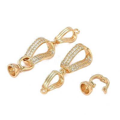 Brass Micro Pave Clear Cubic Zirconia Fold Over Clasps KK-S531-36G-1
