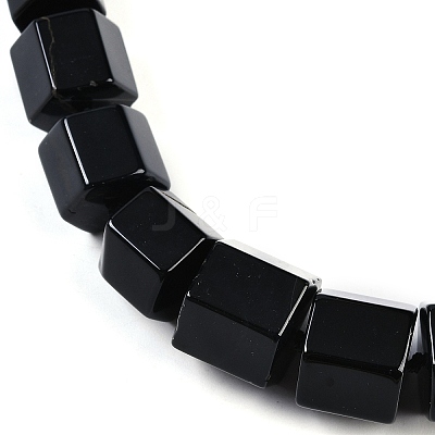 Natural Dyed & Heated Black Agate Hexagon Prism Graduated Beaded Necklaces for Women Men NJEW-K388-03J-1