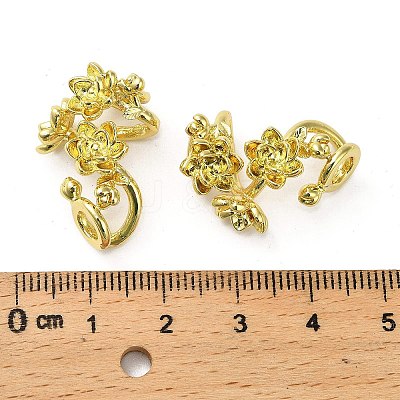 Brass Flower Wrapped European Beads KK-B142-01G-1
