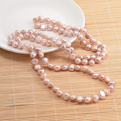 Natural Pearl Nuggets Beaded Necklace NJEW-P126-B-01A-01-1