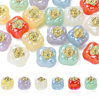 18Pcs 6 Colors UV Plating Acrylic Beads MACR-CJ0002-35-1