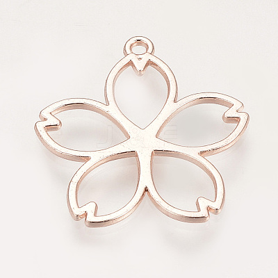 Rack Plating Alloy Open Back Bezel Pendants PALLOY-R099-31RG-FF-1