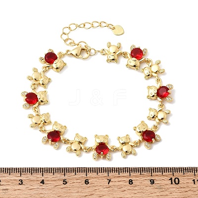 Brass Micro Pave Cubic Zirconia Link Chain Bracelets for Women BJEW-D457-01G-01-1