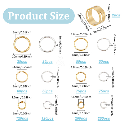 12 Styles Iron & 2Pcs Brass Open Rings IFIN-ME0001-13-1