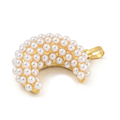 Rack Plating Brass & ABS Plastic Imitation Pearl Pendants KK-N255-03D-G-RS-1