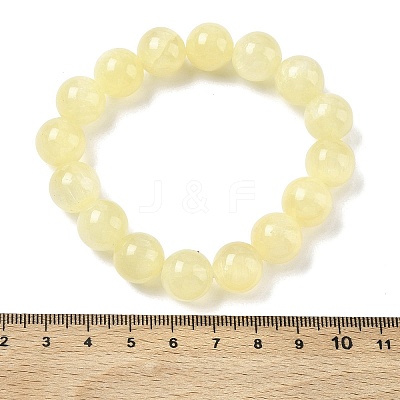 Natural Golden Silk Jade Round Beaded Stretch Bracelets for Women BJEW-F535-01E-1