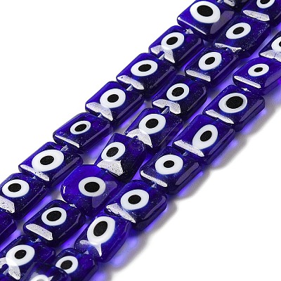 Handmade Evil Eye Lampwork Beads Strands LAMP-F026-02B-1