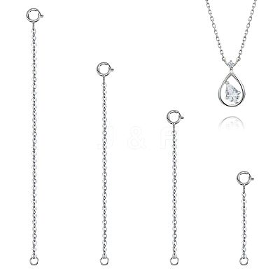 Anti-Tarnish 4Pcs 4 Styles Sterling Silver Cable Chain Extender STER-GL0001-03-1