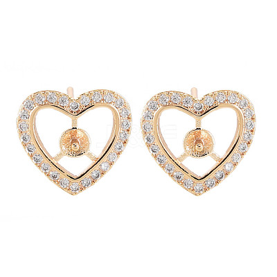 Brass Micro Pave Clear Cubic Zirconia Stud Earring Findings KK-S364-282-1