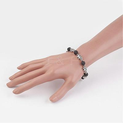 Natural Lava Rock Beads Bracelets BJEW-JB02715-1
