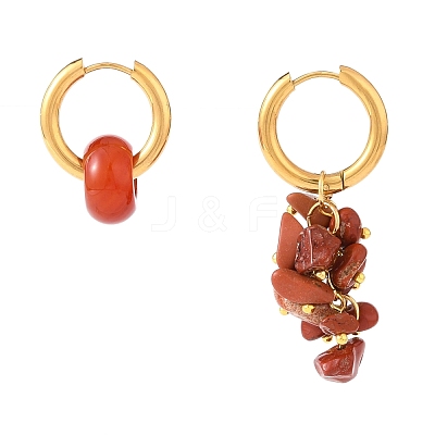 Natural Mixed Stone Bead Asymmetrical Earrings EJEW-JE04353-1