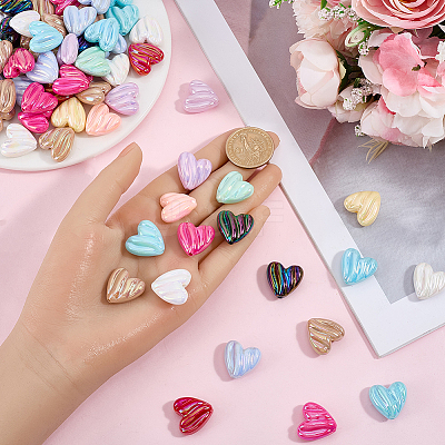 80Pcs AB Color Plated Opaque Acrylic Beads OACR-SP0002-45B-1