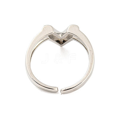 Hollow V-Shaped Brass Open Cuff Rings RJEW-Q781-15P-1