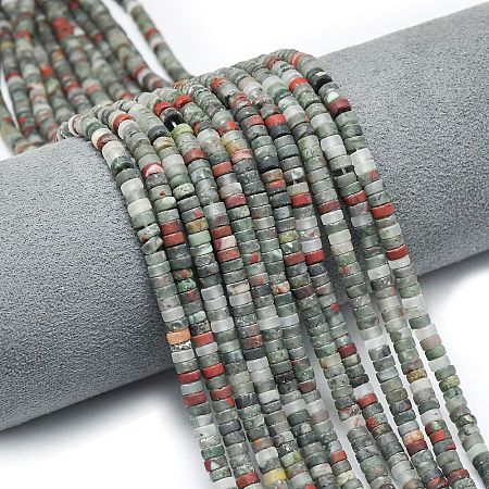 Natural African Bloodstone Beads Strands G-P575-B11-4x2mm-1