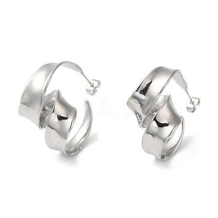 304 Stainless Steel Twist Stud Earrings for Women EJEW-K244-28P-1