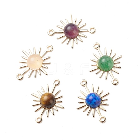 Natural Mixed Gemstone Connector Charms PALLOY-JF01938-1