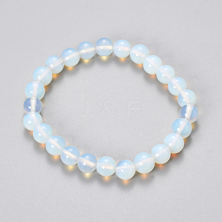 Synthetic Opalite Beaded Stretch Bracelets BJEW-Q692-47-14mm-1