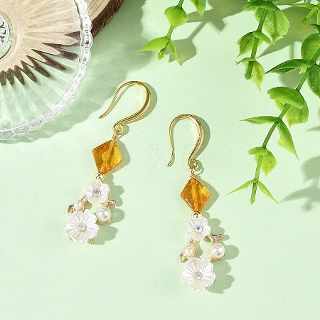 Alloy & Resin & Acrylic Pearl Dangle Earrings EJEW-JE07366-1