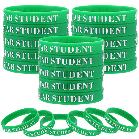 Word Star Student Silicone Cord Bracelet Wristband BJEW-WH0018-49D-1