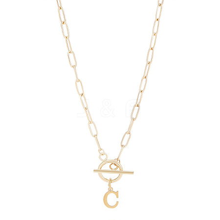304 Stainless Steel Letter Pendant Necklaces NJEW-LP0001-52C-G-1