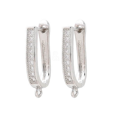 Brass Micro Pave Cubic Zirconia Hoop Earring Findings CU-CBAB5B4-09P-1