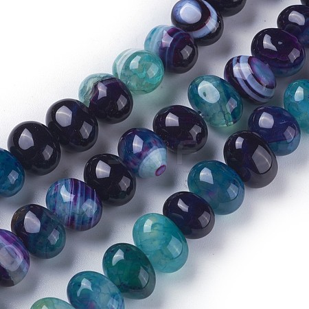 Dyed Natural Banded Agate Beads Strands X-G-F595-E06-1