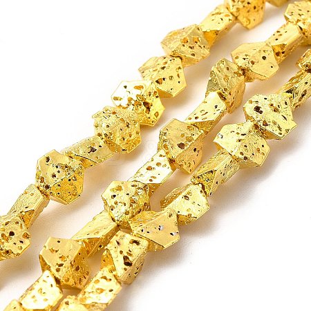 Electroplated Natural Lava Rock Beads Strands G-G984-13G-1