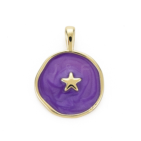 Brass Enamel Pendants KK-Q283-057H-NR-1