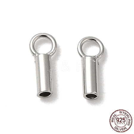 Rhodium Plated 925 Sterling Silver Cord Ends STER-P055-01A-P-1
