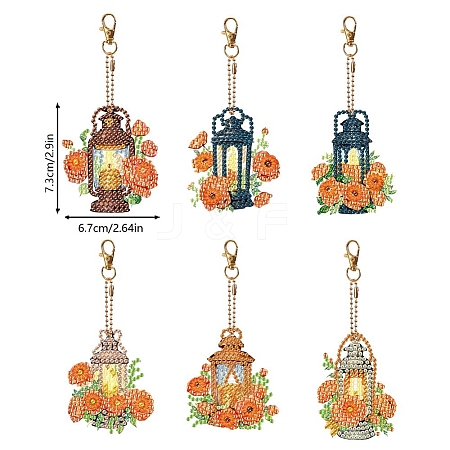 6Pcs DIY Diamond Painting Lantern Keychain Kits PW-WG73926-01-1