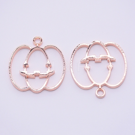 Alloy Kitten Open Back Bezel Pendants PALLOY-WH0080-02RG-RS-1
