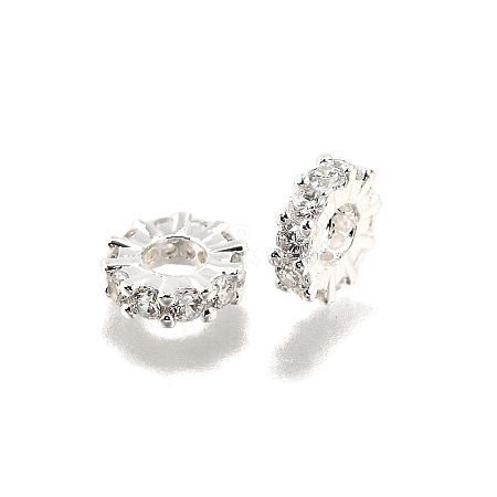 Brass Micro Pave Clear Cubic Zirconia Beads KK-K300-02C-S-1
