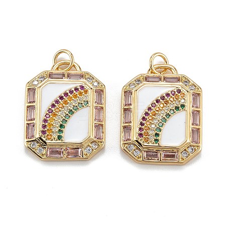 Real 18K Gold Plated Brass Micro Pave Colorful Cubic Zirconia Pendants ZIRC-A020-20G-A-1