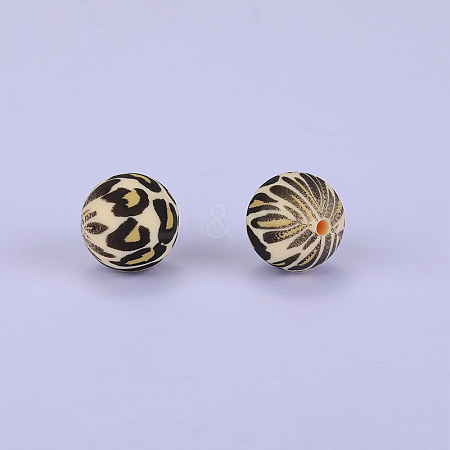 Printed Round Silicone Focal Beads SI-JX0056A-52-1