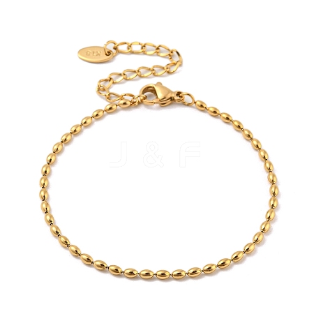 201 Stainless Steel Rugby Beaded Chain Bracelets BJEW-G696-01A-G-1